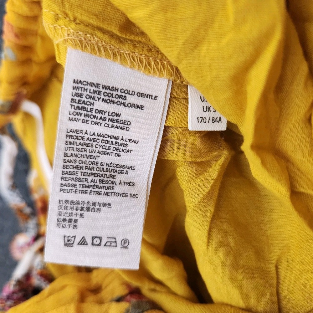 Free People Women's XS Georgia Mustard Floral Boho Jumpsuit Cottagecore Prairie - Picture 9 of 10